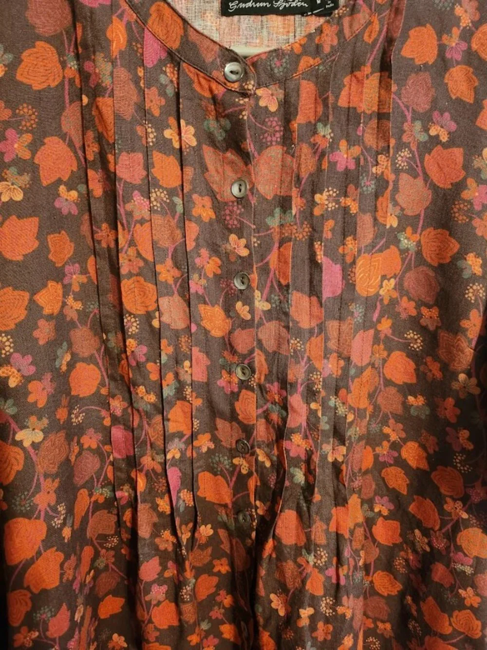 Gudrun Sjogren Linnea Dress 100% hemp Size M Red and Orange Floral Pattern - Picture 2 of 13